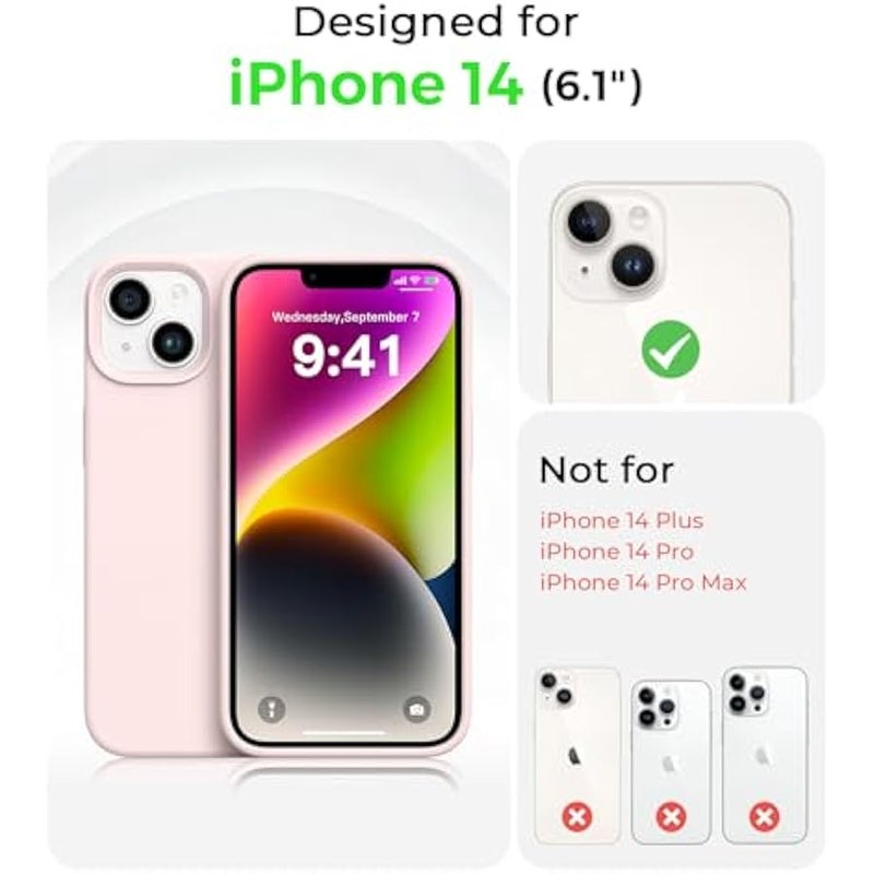 Compatible with iPhone 14 Case, Full Body Food-Grade Silicone Wear-Resistant, Anti-Drop Protection with Soft Anti-Scratch Microfiber Lining Phone Case for iPhone 14, 6.1 inch, Chalk Pink - Image 5
